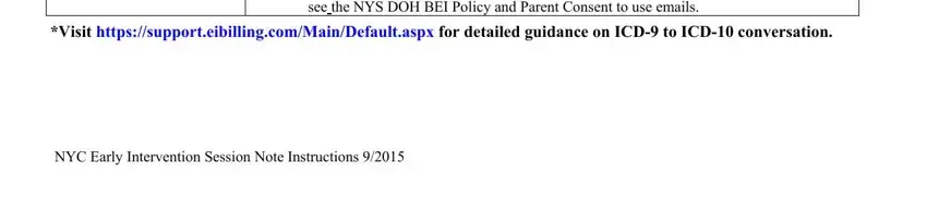 NYC Early Intervention Session, Communication with the family and, and Visit in nyc early intervention session note