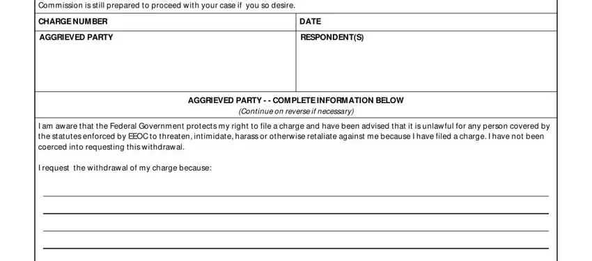 Filling in section 1 of eeoc withdrawal form 154