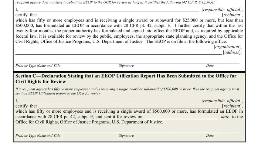 Filling in part 2 in certification equal employment