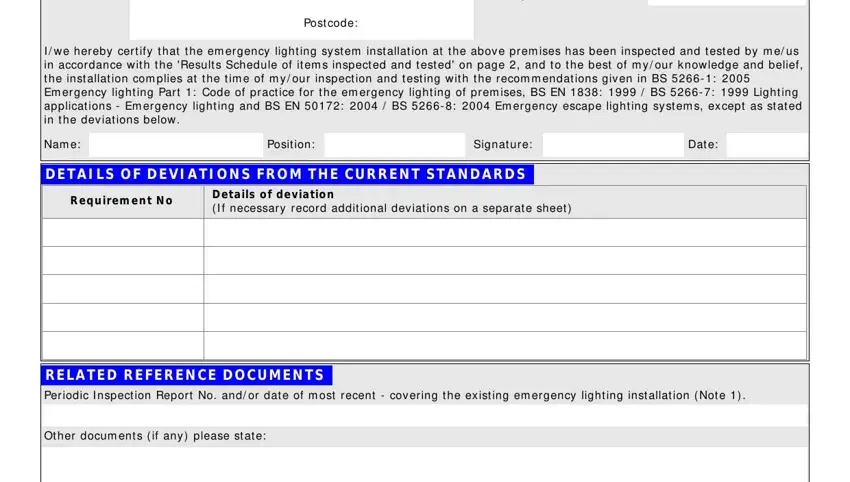 Writing segment 2 of emergency lighting periodic inspection and testing certificate