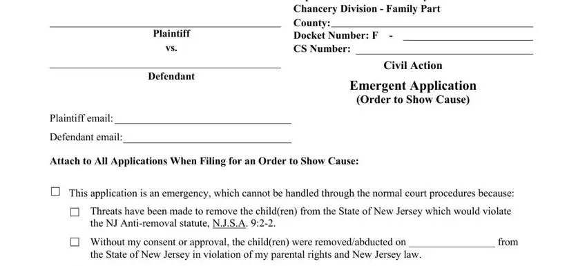 Completing section 1 of emergent hearing