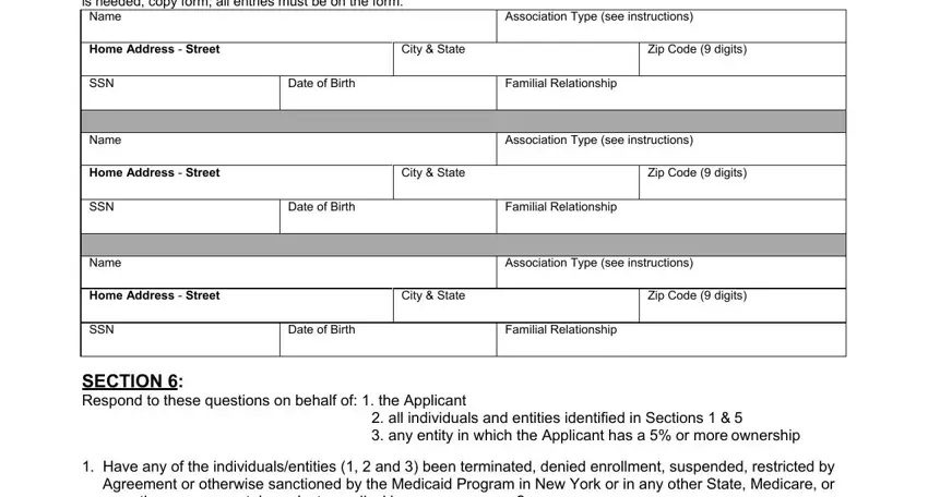 Part # 5 for completing medicaid relationship familial