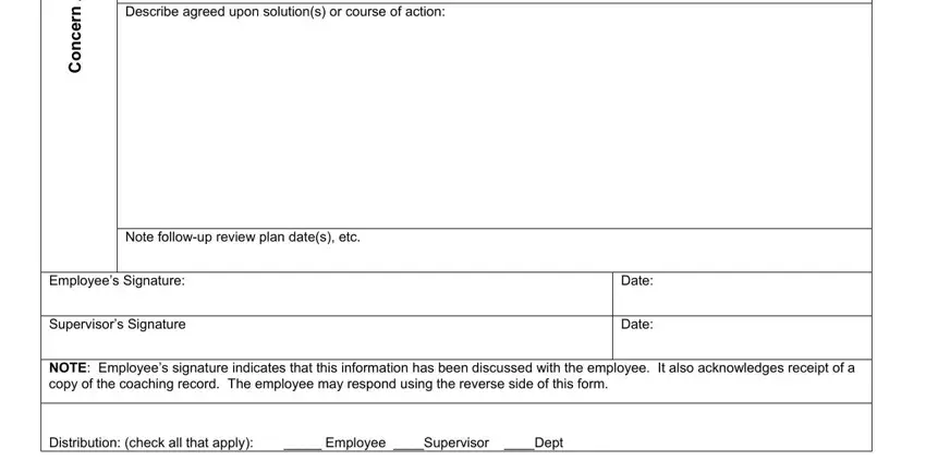 Writing part 2 in employee coaching form sample