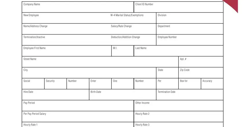 Stage number 1 for completing fo form
