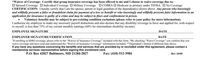 Filling out section 3 in employee coverage election letter
