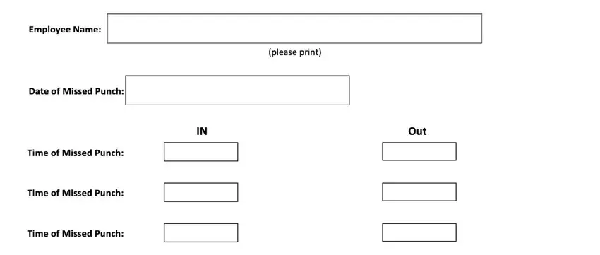 Filling in part 1 in miss punch form