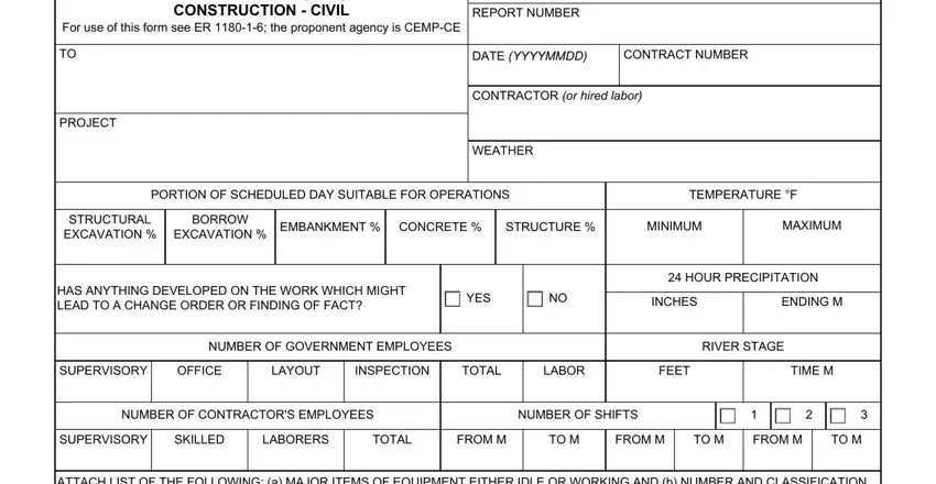 Filling in part 1 of Eng Form 2538 2