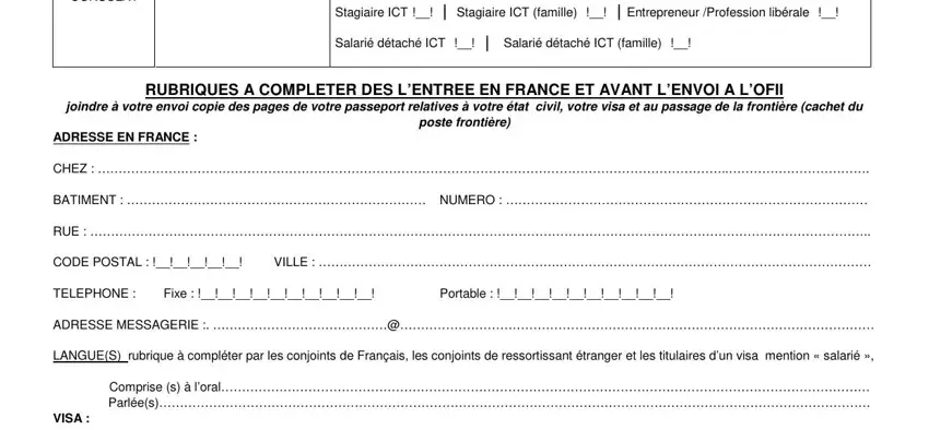 Filling out section 2 of ofiivls