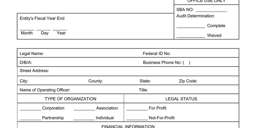 Stage number 1 for filling out accrual