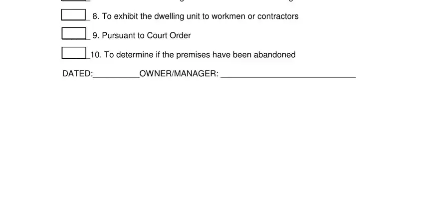 A way to fill out 24 hour notice enter dwelling part 2