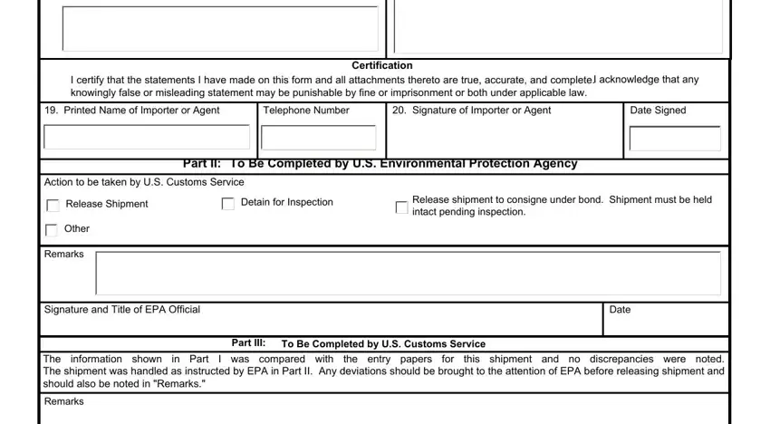 Filling out section 2 in cargo arrival notice sample