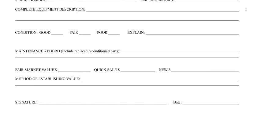 heavy equipment condition report completion process detailed (step 2)