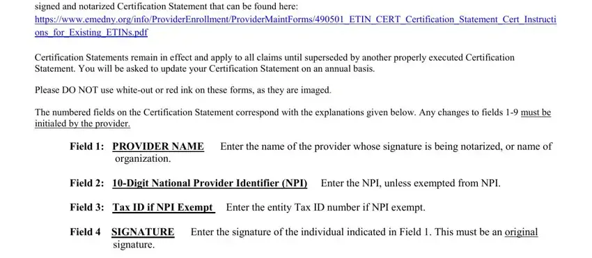 Filling out segment 3 of tin certificate download by nid number