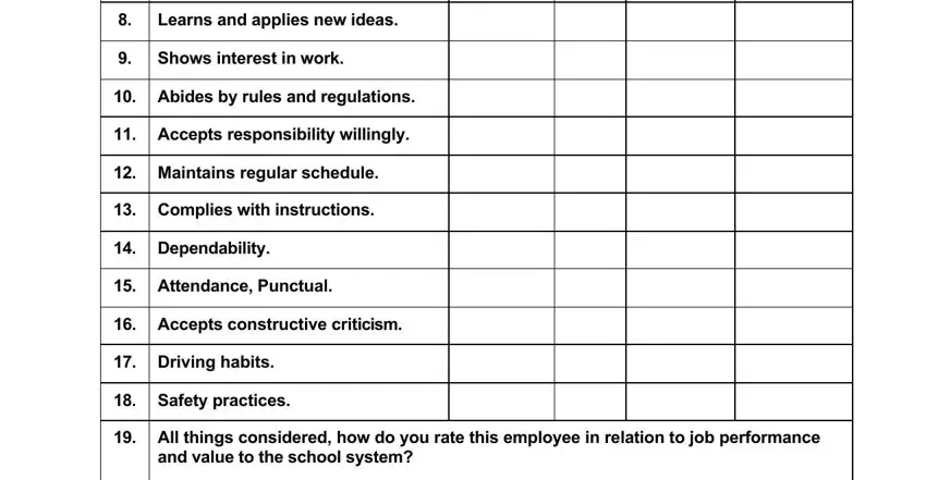 Filling in section 2 in driver evaluation road test form pdf