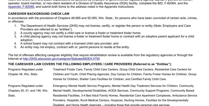 Filling out section 1 of state of wisconsin bid form