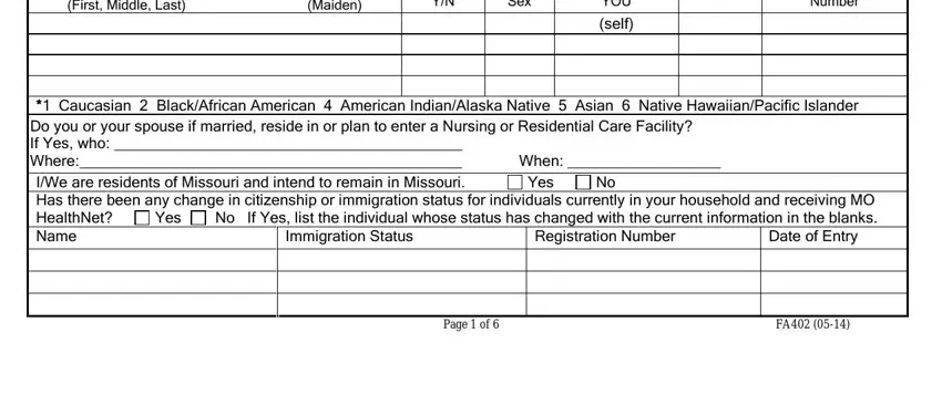 Completing section 2 in mo health net division of assets form