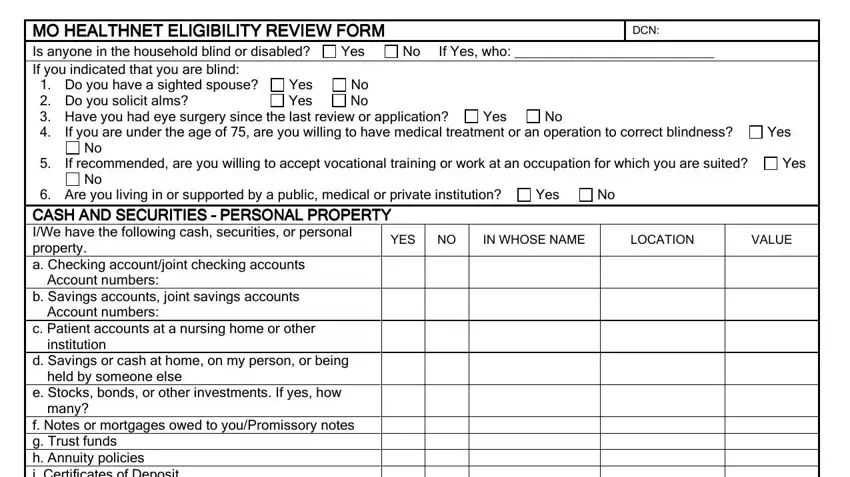 Part number 3 for completing mo health net division of assets form