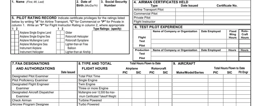 Step no. 1 in filling out faa designations total form