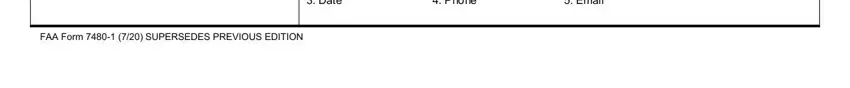 FAA Form   SUPERSEDES PREVIOUS, Email, and Phone inside notice airports