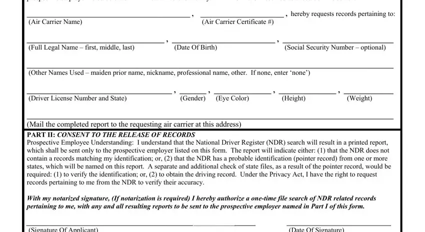 Step no. 2 for completing faa form 8060