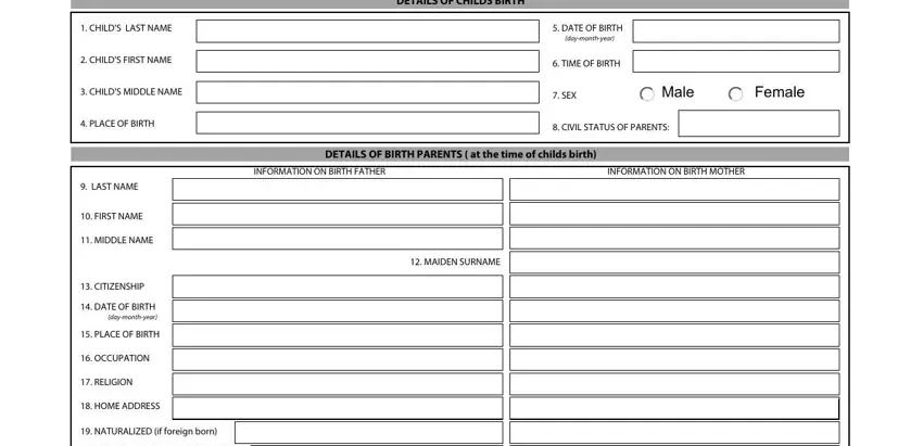 Stage number 1 in filling out form fa