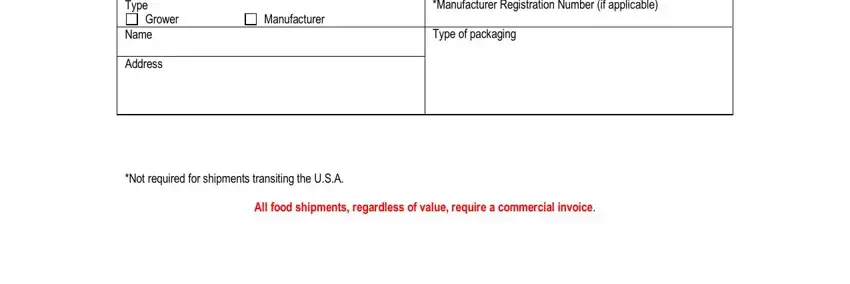 Part number 2 of filling in prior notice submission
