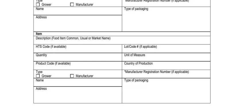 Part no. 4 of filling in prior notice submission