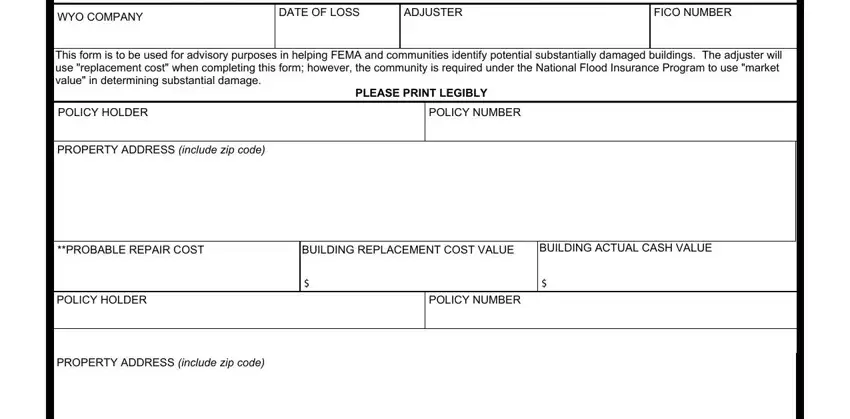 Filling out section 1 of Fema Form 086 0 20
