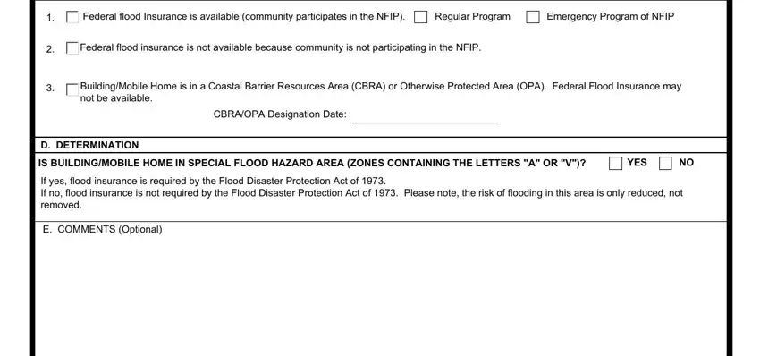 Regular Program, YES, and D DETERMINATION in Fema Form 086 0 32