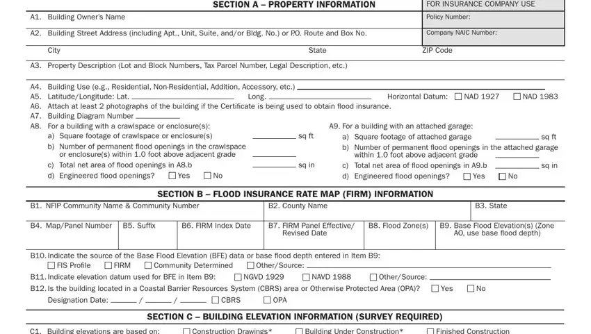 Part no. 1 of filling out A1A30