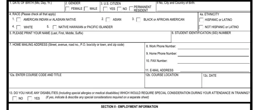 Completing part 1 in fema form 119 25 2 fillable