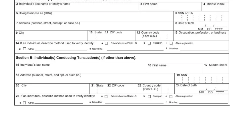 City, Occupation profession or business, and Part I Section APersons on Whose inside moneygram form