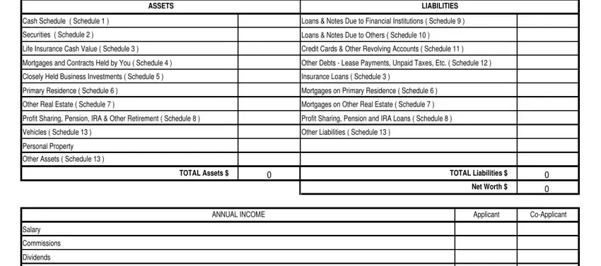 Step no. 2 for filling out national bank personal financial statement