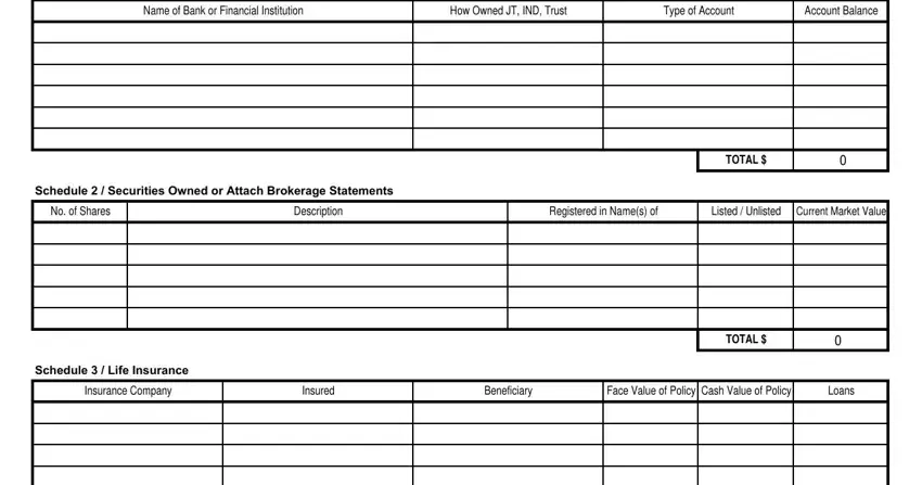 Stage number 4 in completing national bank personal financial statement