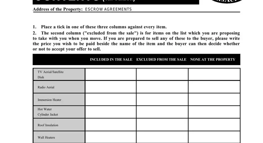 fixtures and fittings list template completion process described (part 1)