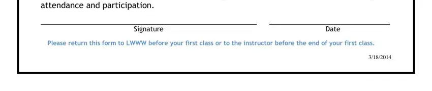 Stage number 3 of filling out fitness class registration form