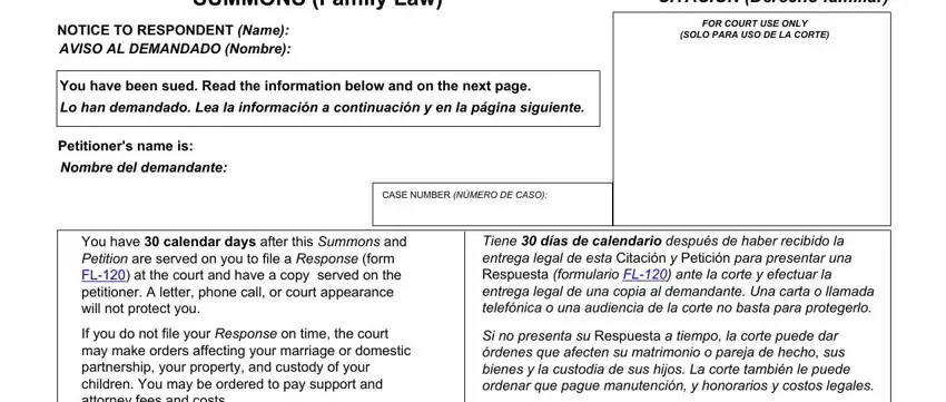 Part no. 1 for completing fl110 form