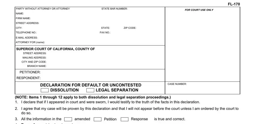 Part number 1 for filling out Fl 170 Form