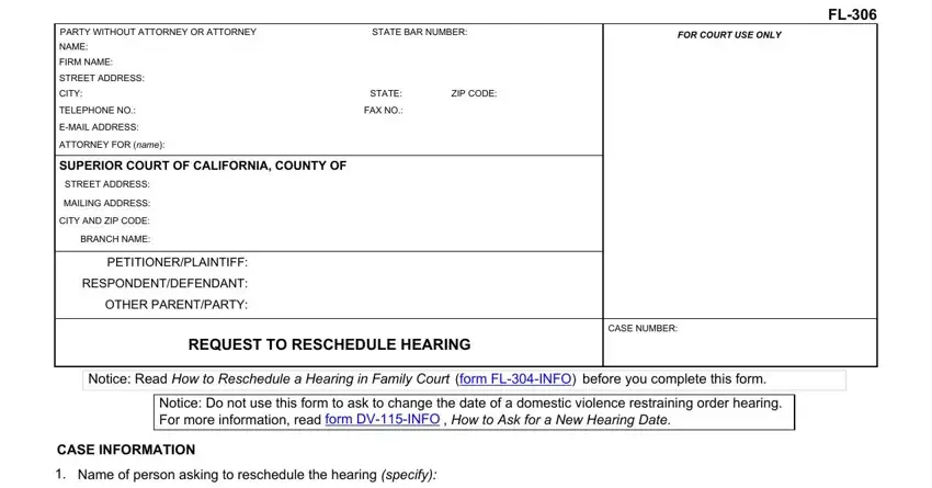 A way to fill in ca fl 306 stage 1