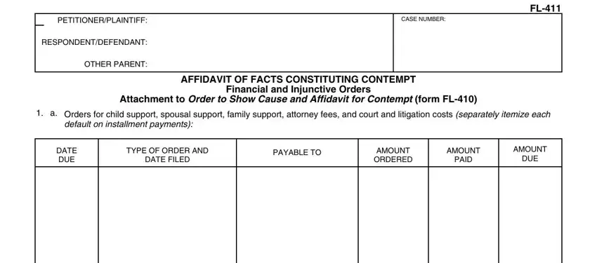 Filling in segment 1 of type form 411 online