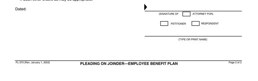 The way to fill in joinder plan portion 4