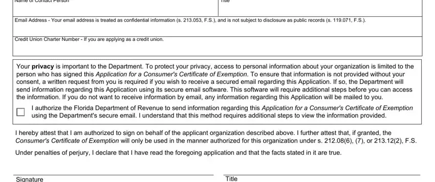 Email Address  Your email address, Signature, and I hereby attest that I am in consumer certificate exemption