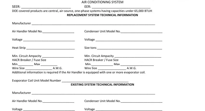 Step no. 1 in filling out florida energy efficiency code display card for hvac
