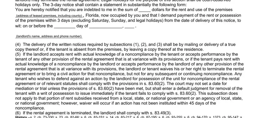 Guidelines on how to fill in florida residential act step 2