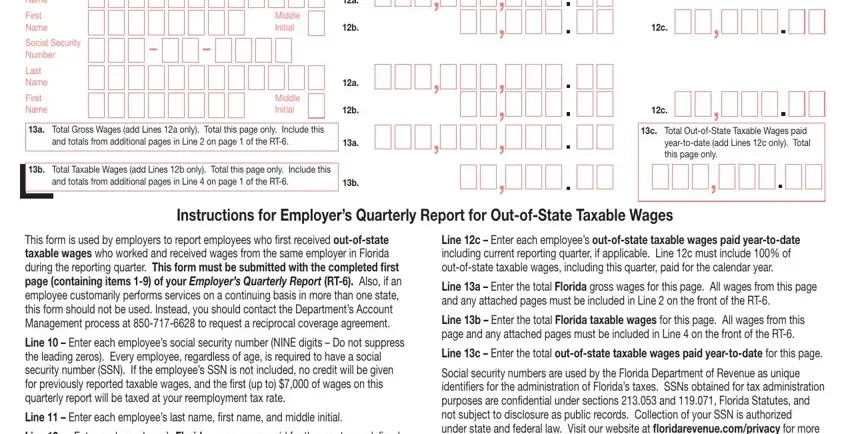 Filling in section 2 of rt6 form