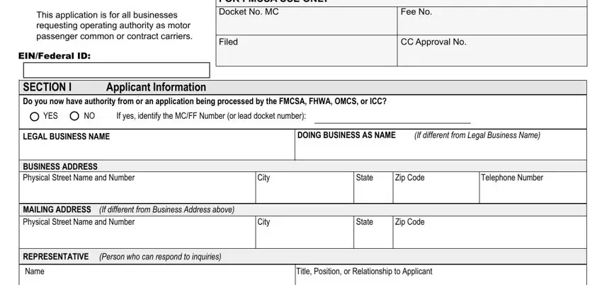 Filling in part 3 of passenger authorization form trucking