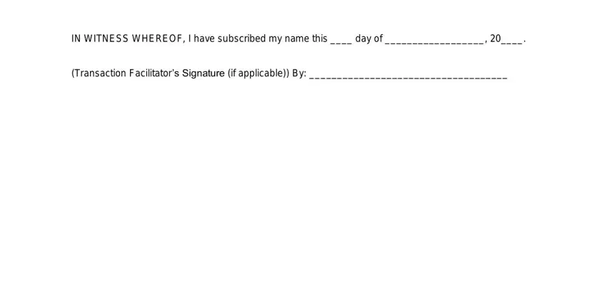 IN WITNESS WHEREOF I have, and Transaction Facilitators Signature in fannie mae form 191
