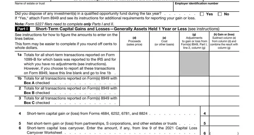 Filling out segment 1 of Form 1041 Schedule D