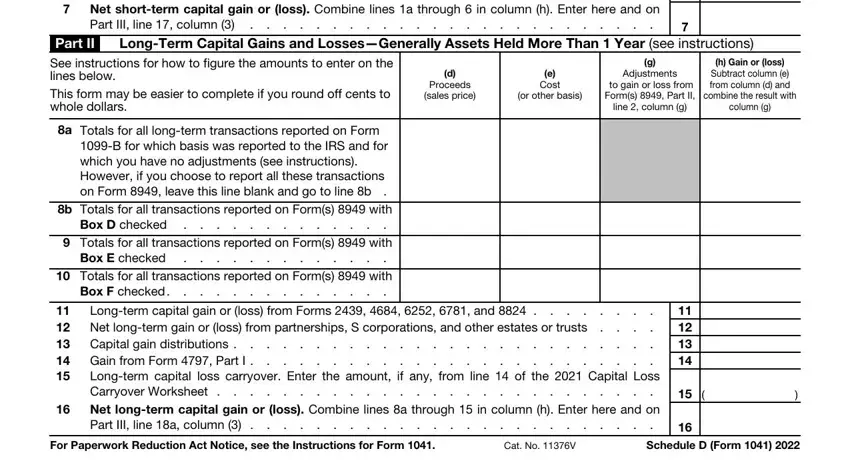 Step no. 2 for completing Form 1041 Schedule D