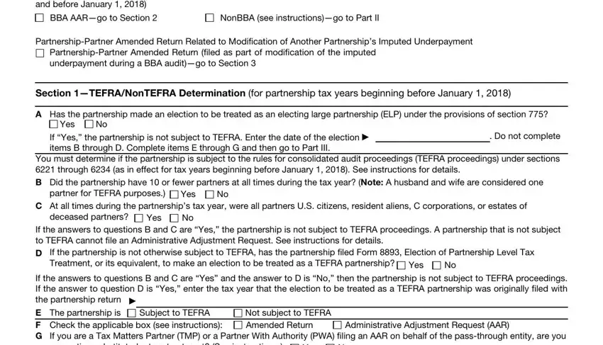 C At all times during the, Yes, and Do not complete inside Form 1065X
